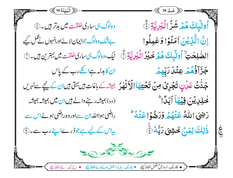 Surah Al-Bayyinah with Urdu Translation